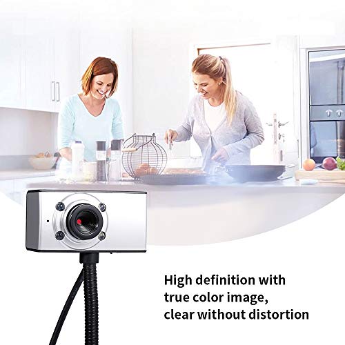 Andoer Câmera web com webcam USB 480P sem drive e com lâmpada de suplemento de luz de microfone para