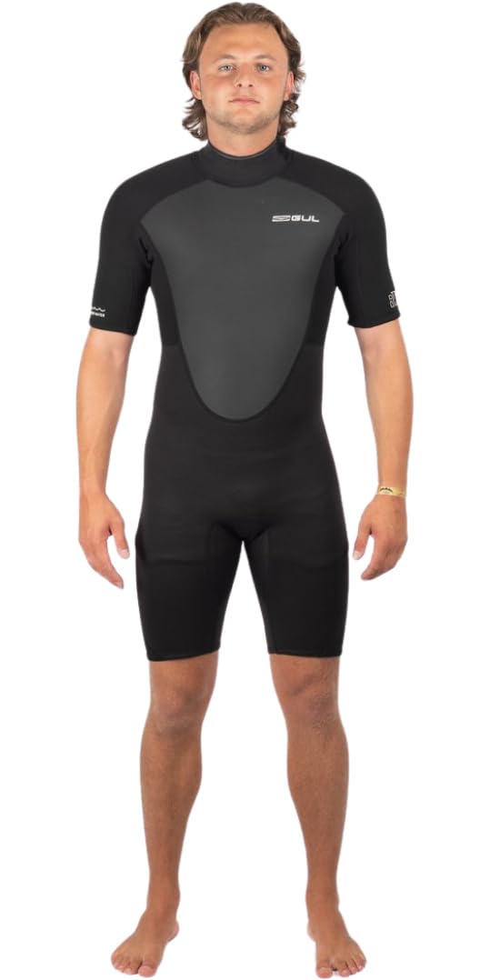 Gul Mens Response 3/2mm Back Zip Shorty Wetsuit - Black - Easy Stretch