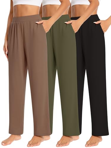 Pantalon de détente large femme avec poches confortables lot de 3