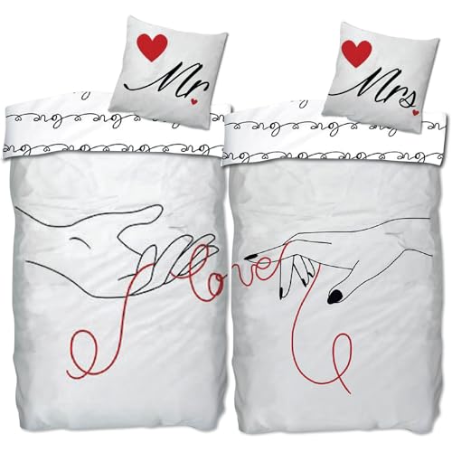 Skybrands Partner-Bettwäsche Paar Bettwäsche 4tlg 135x200cm 80x80cm...
