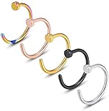 Acero Quirúrgico 20G 22G 18G Anillos Nariz 8mm 10mm Anillo Nariz Círculo 5 Colores Set Piercing Bodyjewelry para Mujeres y Hombres Comfort Fit. Durability