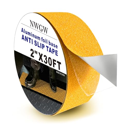 Image of Aluminum Anti-Slip Tape 2 inch x30FT Yellow Ultimate Bathroom & Step Safety for Elderly /Pets - Waterproof Non-Slip Grip for Poolside, Indoor Stairs, Slippery Floors