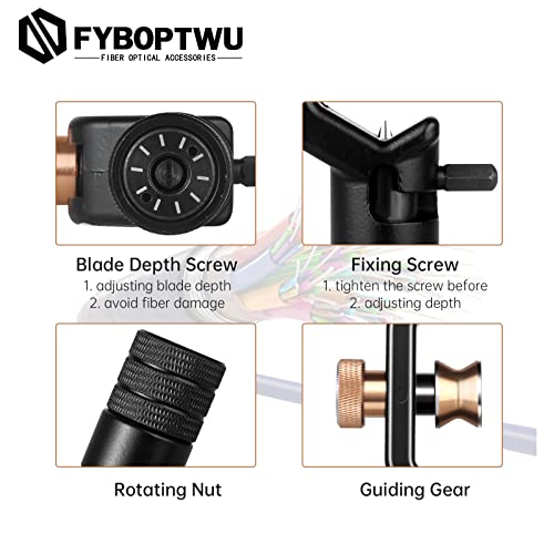 FYBOPTWU - Transverse Armoured Fiber Optic Cable Stripper Armored Cable Stripper 8-28.6MM - Double Head FTTH Armored Fiber Cable Stripping Knife Fiber Optic Slitter Tools for Coaxial Mid Span Round