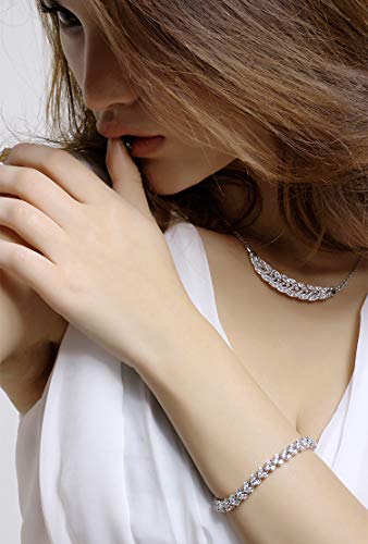 Taoqiao Bracelets for Women Crystal Zircon Roman Style White Silver Plated CZ Classic Tennis Bracelet - Image 4