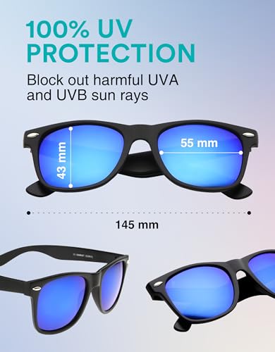 Image of zeroUV - Classic Colored Mirror Lens Square Horn Rimmed Sunglasses for Men Women