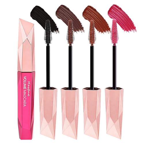 4 Farben Buntes Mascara-Set, Blau Weiß Schwarz Regenbogen Buntes Langanhaltend Wischfeste Wasserdichtes Farbige 3D-Faserwimpern-Mascara-Volumen Wimpern