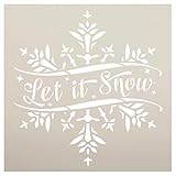 Let it Snow Stencil by StudioR12 | DIY Big Flake Christmas Holiday Home Decor | Craft & Paint Wood...