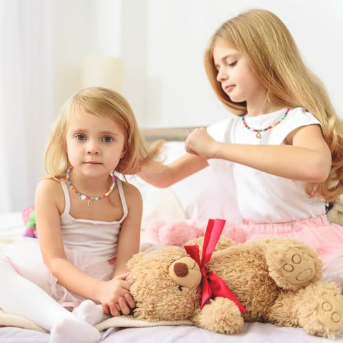 Initial Beaded Necklace, Colorful Cute Beaded Necklace with Heart Shells Stylish Letter Pendant Necklace Handmade Personalized A-Z Gifts for Women Girls (Letter E), 10248204