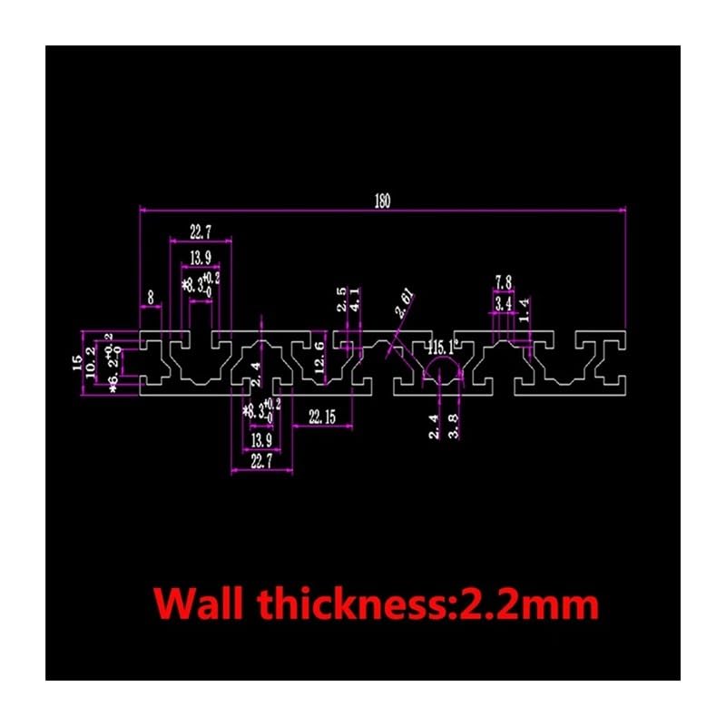 1 sztuk 15180 czarny profil aluminiowy wytłaczanie części CNC anodowana szyna liniowa dla majsterkowiczów drukarka 3D długość stołu warsztatowego 100-1000mm(280MM)