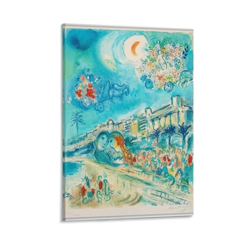 マルク・シャガール(花のカーニバル)ポスター 部屋飾り キャンバスウォールアート 印刷 ポスター 版画 壁飾り 壁の絵 壁掛け ホームアートワーク08x12inch(20x30cm)