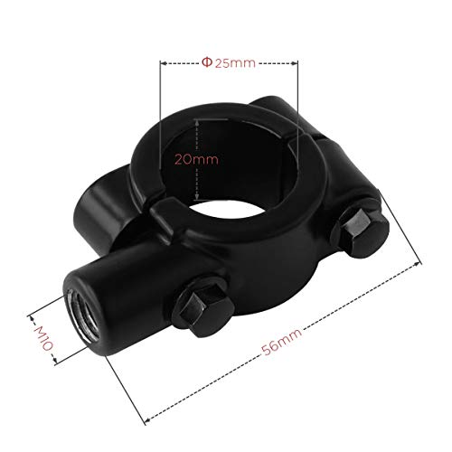 Evermotor 2 Stücke 25mm Universal Lenker Rückspiegelhalterung M10 Motorrad Lenkerhalterung spiegeladapter Halterung Halter (Schwarz)
