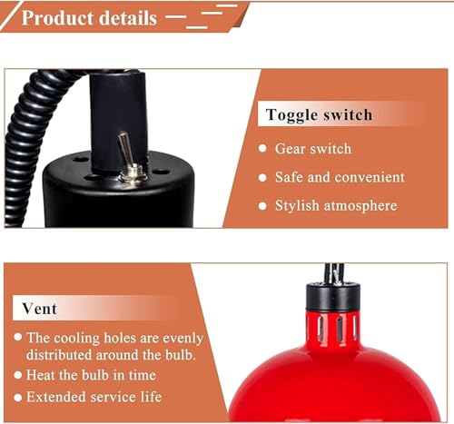 Lampe chauffante suspendue noire extensible pour buffet