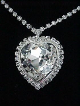 Large 1 1/2" Titanic Inspired Heart Necklace - Made with Swarovski Crystals