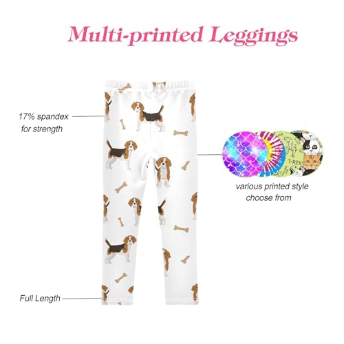 CaTaKu Girls Leggings Beagle Puppy Bone Leggings for Girls Kids Athletic Workout Yoga Pants Size 4-10T4