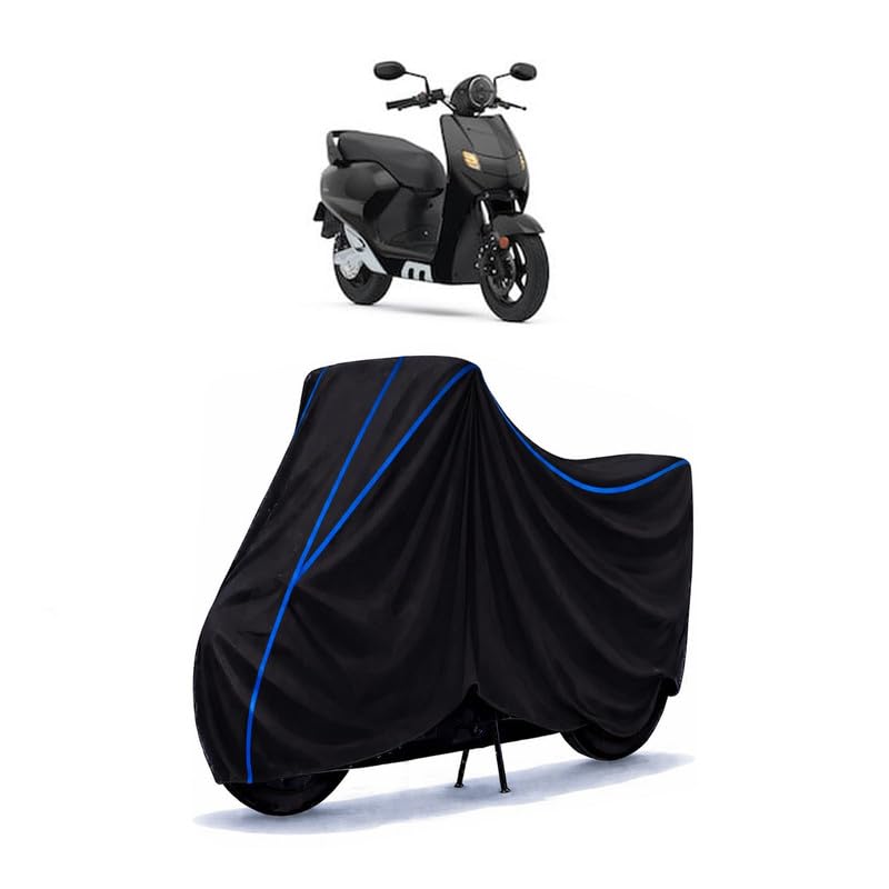 Image of Scooty Cover Water Resistant for i Flow | Universal Scooter & Bike Cover | Heavy Duty UV Protection | Dust, Rain & Scratch Protection | Elastic Fit All Weather Indoor Outdoor | Black with Blue Piping