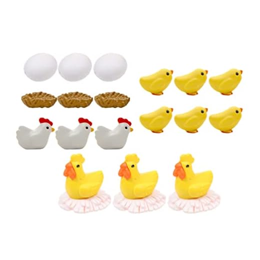 Happyyami Miniatyr Familj Kyckling Söt Mini Animal Figurine Hen Och Ägg Prydnad DIY Micro Landscape Fairy Garden Dekorer