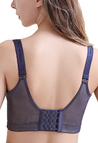 Padded Push Up Bra Lace Underwire U Back Soft Plus Size Everyday Bras Blue 42Dd #TOP4