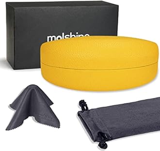 molshine Hard Shell Sunglasses Case,PU Leather Classic Large Glasses Case for Women Men Lady