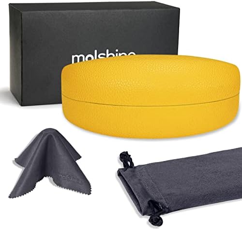molshine Hard Shell Sunglasses Case,PU Leather Classic Large Glasses Case for Women Men Lady
