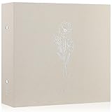 Lanpn Fotoalbum 30x30 cm, Leinen Fotobuch 3 Ringbuch Einstecken Einsteckalbum Foto Album zum Selbstgestalten 30 x 30 cm mit 30 Plastikhüllen 60 Seiten (Beige)