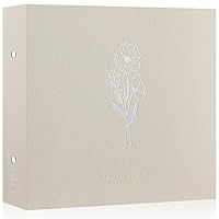 Lanpn Fotoalbum 30x30 cm, Leinen Fotobuch 3 Ringbuch Einstecken Einsteckalbum Foto Album zum Selbstgestalten 30 x 30 cm mit 30 Plastikhüllen 60 Seiten (Beige)