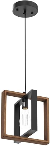 Miniatura 4 de Lámpara de isla de cocina moderna negra para comedor, mini lámpara de madera para granja, lámpara colgante para vestíbulo pasillo