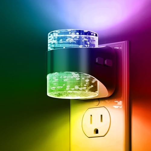 Image of L LOHAS LED Night Light, RGB Bubble Night Lights Plug into Wall, 10-Color Change Night Light,Dimmable Nightlights with Dusk to Dawn Sensor for Rooms Bathroom Hallway