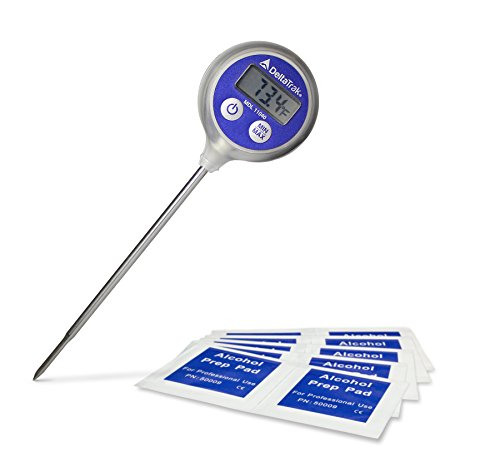 DeltaTrak 11070 FlashCheck Lollipop Thermometer Bundle, Includes 11040 Auto-Cal Min/Max Lollipop Probe and Alcohol Pads
