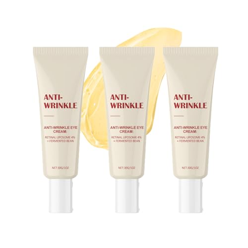 Anti-Aging Augencreme mit 4% Retinal Liposom und Fermented Bean, Anti-Wrinkle Eye Cream gegen Falten und Augenringe, Glättung bei Tränensäcken und Dunklen Augenringen, 30g (3pc, 30g)