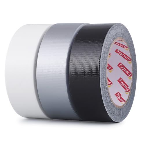 Image of Fyguard 3 Rolls Duct Tape 36 MM X 28 M, Black Silver White, No Residue