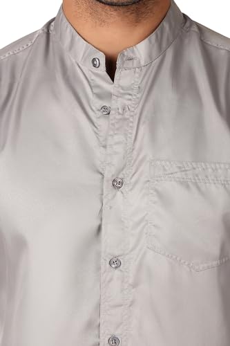 Image of Patrinus Pure Linen Mandarin Collar Full Sleeve Shirt