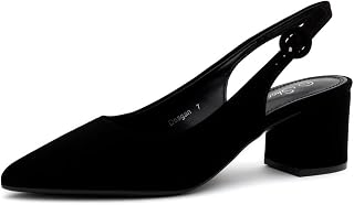 Shoe Land Pointed Toe Low Block Heels for Women – Slingback Slip-On Chunky Heeled Dress Pumps | 2.25 Inch Comfortable Business Casual Heels for Work, Office & Wedding