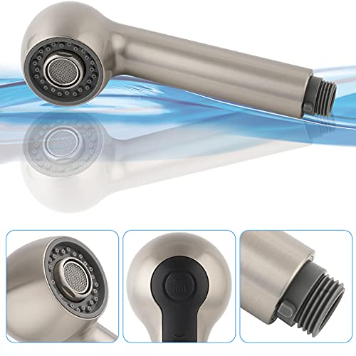 Hibbent Replacement Sprayer Pull Out Spray Head For Kitchen Sink Pull-Down Faucet G1/2 Or 13/16Inch Thread 2-Function Stream Aerated Flow- Brushed Nickel thumb #4