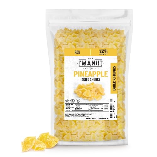 Premium Dried Pineapple Chunks 32oz | Non-GMO, Batch Tested Gluten & Peanut Free | Ethically Sourced for Guilt-Free Snacking | Fresh, Crispy & Sweetened for Delicious Flavor