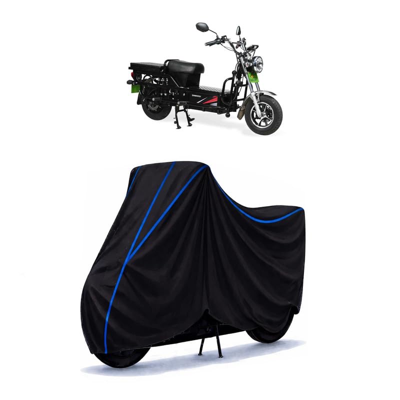 Image of Scooty Cover Water Resistant for Evolet | Universal Scooter & Bike Cover | Heavy Duty UV Protection | Dust, Rain & Scratch Protection | Elastic Fit All Weather Indoor Outdoor | Black with Blue Piping