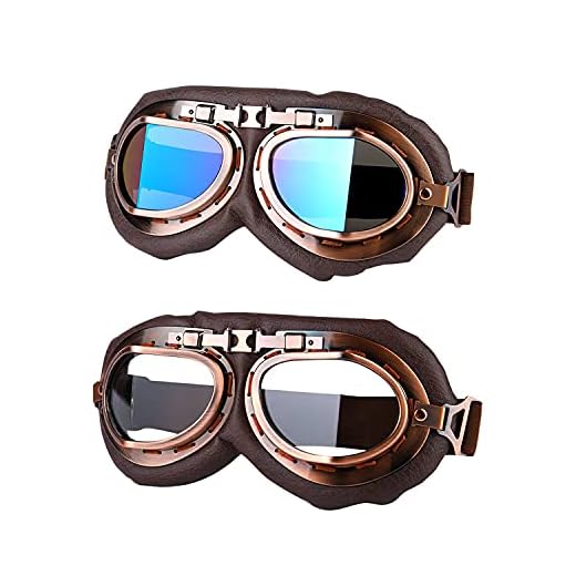 LJDJ Motorcycle Goggles - Vintage Pilot Style Goggles Dirt Bike ATV Motocross Riding Offroad Eyewear Scooter Outdoor Sports Glasses Combat Tactical Goggles for Men Women Youth Adult
