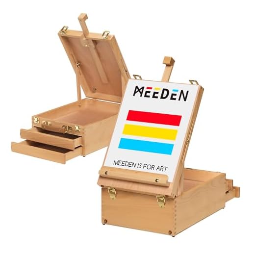 Artist - Caballete de madera de haya, multifunción, ajustable, con 2 cajones y 1 paleta de pintura para artistas PleinAir, estudiantes de arte y principiantes