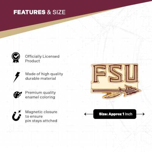Image of Desert Cactus Florida State University Magnetic Metal Lapel Pin (E) | Officially Licensed FSU Florida State Seminoles Enamel Finish Lapel Pin Formal Wear Bag and Hat Jewelry Tie Track Brooch Pin