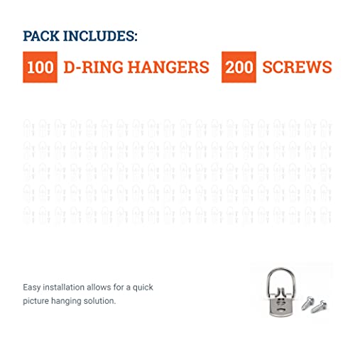Heavy Duty D-Ring Picture Hangers - 100 Pack - 2 Hole With Screws - Picture Hang Solutions #TOP4