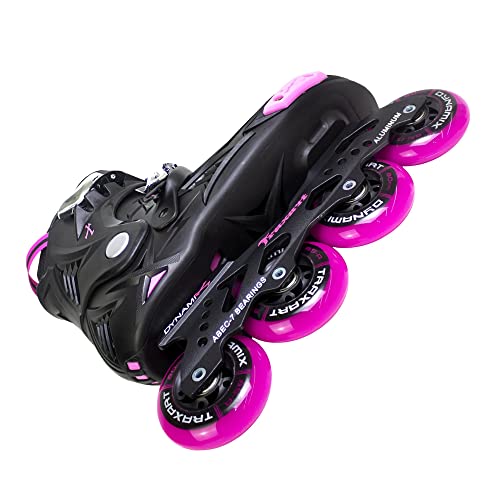Patins Traxart Freestyle Dynamix Preto/Rose - Rodas 80mm ABEC-7 - Pink
