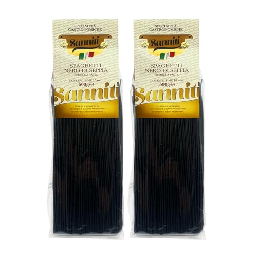 Sanniti Nero Di Seppia Spaghetti, 500G | Premium Italian Squid Ink Pasta | Rich Gourmet Flavor | Crafted In Italy (Pack Of 2)
