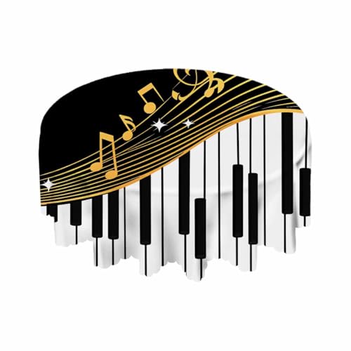 Yibeas Tablecloth Piano and Music Note Tablecloths 60" Diameter Round Instrument Melodic Letter Twinkle Black Tablecloths for Dining Kitchen Wedding and Parties by Yibeas - Image 5