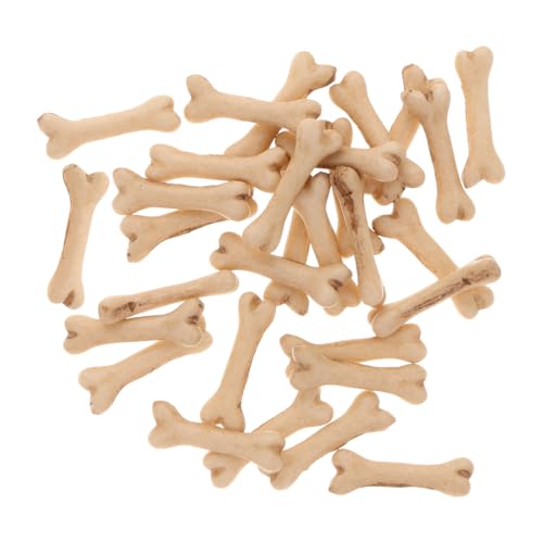 Garneck 30pcs Halloween Miniature Skeleton Bones Resin Simulated Bones Model 0.75x0.16inch for Doll House Decor Halloween Party Ornaments