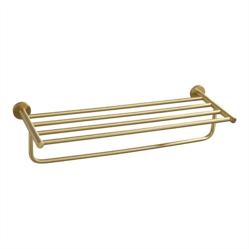 Accesorios de baño premium: toallero de cobre dorado y estante organizador de pared