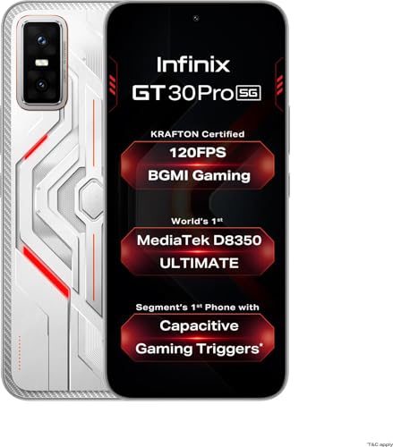 Image of Infinix GT 30 Pro 5G+ (Prism White, 8GB RAM, 256GB Storage) | MediaTek Dimensity 8350 Ultimate Processor | 108MP + 8MP AI Dual Rear Camera | 13MP Front Camera |6.78-inch 1.5K AMOLED Display|