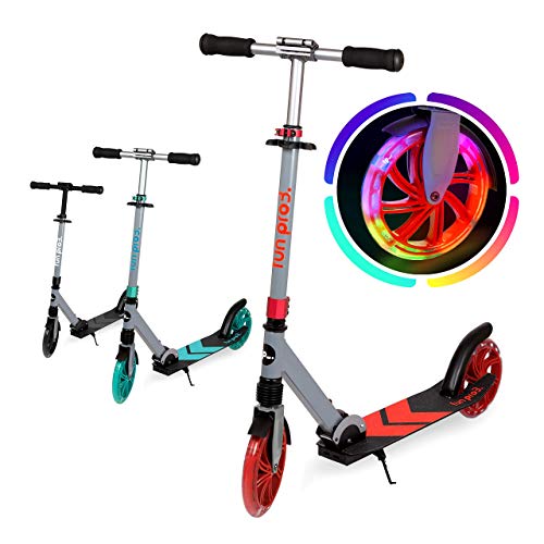 fun pro Three, Big-Wheel, Cityroller, mit LED Rädern, Tret-Roller für Kinder Teenager Schule Erwachsene bis 100 KG, klappbar, Federung, ABEC7, Tretroller, Big Wheel Scooter aus Hamburg