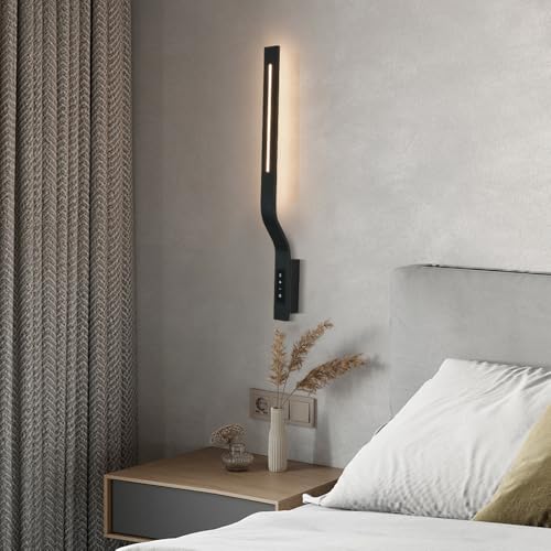 Aplique de pared lineal para evitar fatiga ocular con panel táctil y luz de noche LED 12W 7