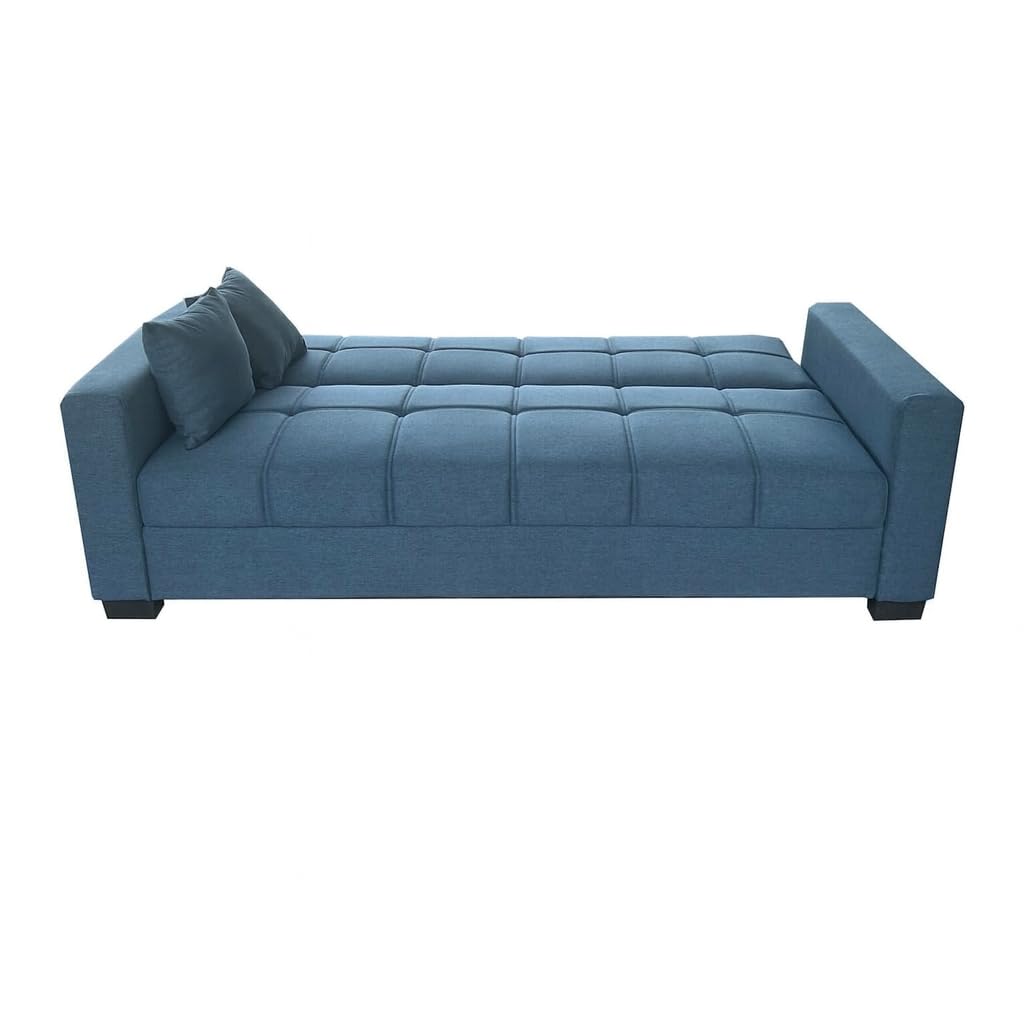 Karnak Alba Sofa Cum Bed I Sleeping Fabric Sofa I Three Seat Sofabed I Modern Design Living Room Sofa K-S399 (Without Assembly Blue)