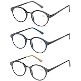 Kerecsen 3 Pack Vintge Metal Round Reading Glasses Classic Men and Women Spring Hinge Readers (3 Pack Mix Color, 2.0)
