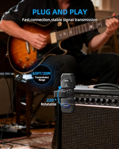 Image of LEKATO 2.4GHz Wireless Guitar System Wireless Transmitter Receiver with Charging Box 4 Audio Channels for Guitar Bass Electric Instruments(WS-200)